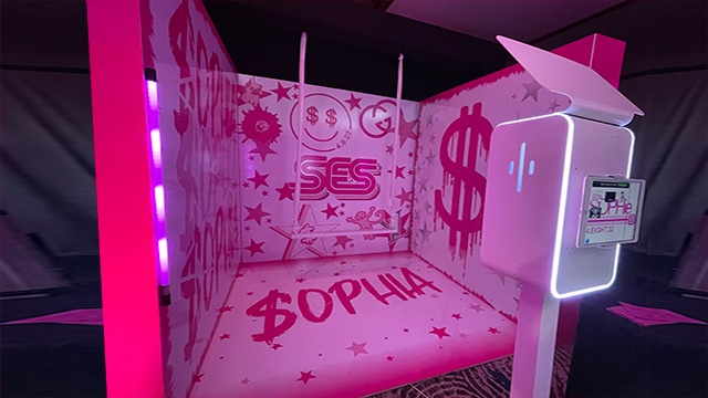 branded photo box enclosure in Fort Myers, Florida, with swing