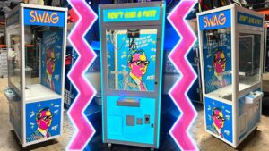Custom branded wrapped Claw machine party rental in Fort Myers, Florida